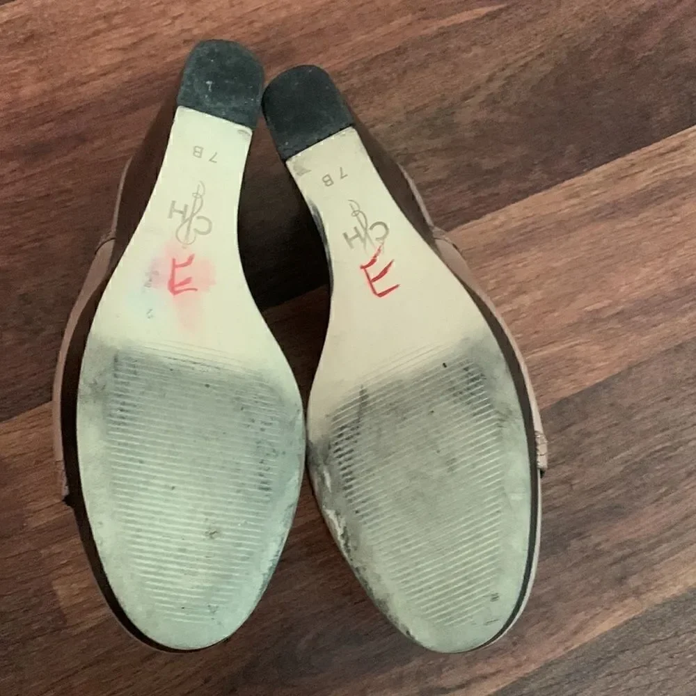 Cole haan beige wooden heel platform wedge slide